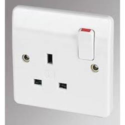 MK Socket, Single, White Plastic