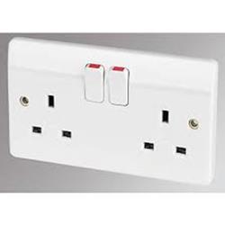 MK Socket, Double, White Plastic