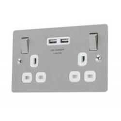 Socket, Flatplate, Brushed Finish