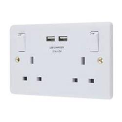 Socket, USB, White