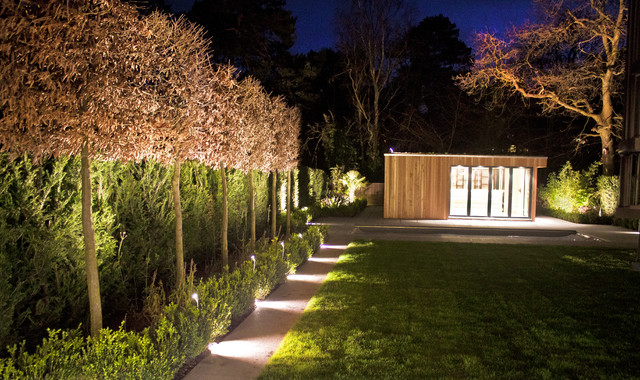 Lit path and foliage