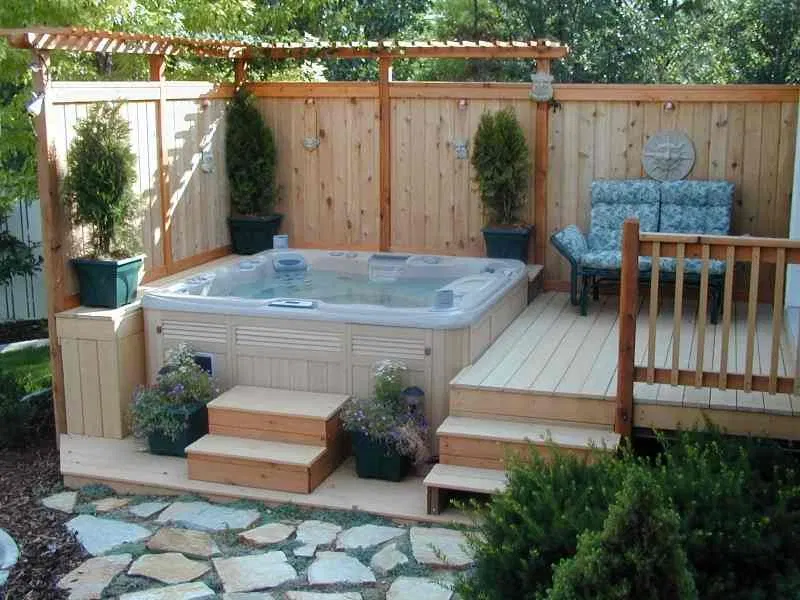 Hot tub fitted in decking